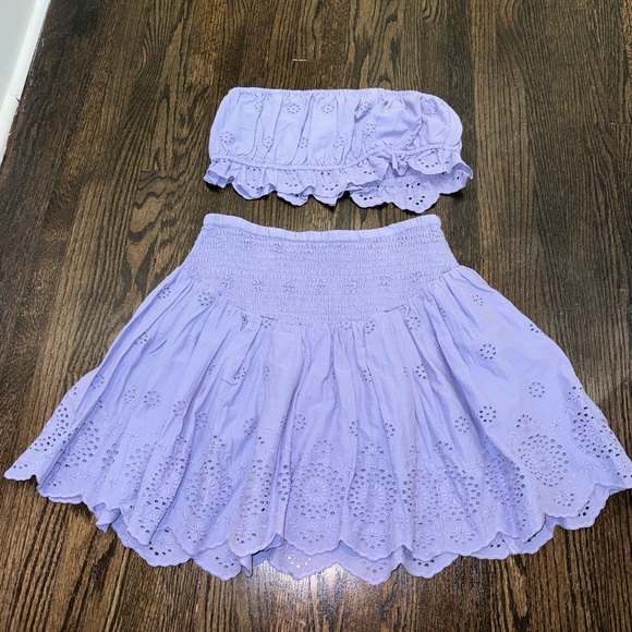 Urban Outfitters Mia Eyelet Tube Top and Mini Skirt Set in Purple - Picture 2 of 3